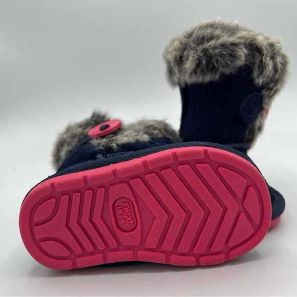 NEXT Kid's Babies Warm Winter Boots UK size 3, US 4 - 2 pairs; 1 Pink and 1 Navy - Picture 6 of 15